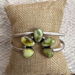 ❤️ Palomino Turquoise NAJA Brushed 925 Navajo Southwestern Adj Cuff 18.7 Gms